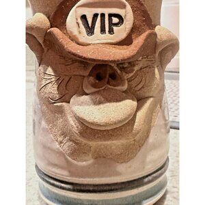 MAHON Stoneware Ugly Face VIP Pottery Stein Mug Cup Stamped Retirement Gift 80's